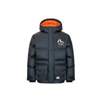 EVISU Darumos spaudinio su gobtuvu ilgomis rankovėmis dygsniuotas sniego kalno užtrauktuku pūkinis striukė vyriškas viršutinis drabužis juoda 2EAHTM2NJ753XXPL M gray