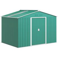 Sodo namelis 4,9 m² 277x195x192 cm su 2 stumdomomis durimis, nuolaidžiu stogu ir 4 langais, žalias 277 x 195 x 192 cm