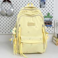Kuprinė Didelės talpos Madinga Atsitiktinė Paprasta Kuprinė Kaspinas Universalus Vyriška ir Moteriška Vidurinės mokyklos Kuprinė Moteriška Kampuso Kuprinė single bag (without pendant) geltona