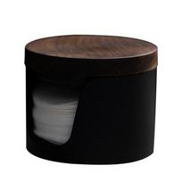 Elegant Coffee Filter Paper Holder 120 Round Filters Paper Case Filter Paper Holder Wood and Metal Texture for Coffee tamsiai žalia spalva