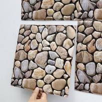 5PCS 10PCS of Pebble Pattern Self-adhesive Wall Stickers,Room Decoration,Wall Decoration,Peel And Stick,Movable Wallpaper 5 PCS gray
