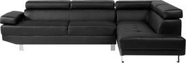 Beliani 5 vietų kampinė sofa NORREA, dirbtinė oda, juoda, kairinė