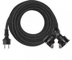 Emos Outdoor extension cable 15m / 2 sockets / juodas / rubber / 230 V / 1.5mm2