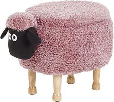Beliani Gyvūno formos pufas su daiktadėže SHEEP rožinis avinėlis