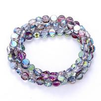 Flat Round Glass Beads Transparent Faceted Glass Spacers Colorful Coin Beads Crystal Loose Beads for Jewelry Making DIY Bracelet 4mm-145pcs gray