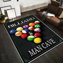 Billiard Pool Balls Design Carpet with  Man Cave  Text for Home Decor Suitable for use as an anti-slip for living room bedroom sofas 40x60cm( 15x23in )
