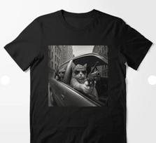Funny Vintage Gangster Cat Meme T-Shirt XL black