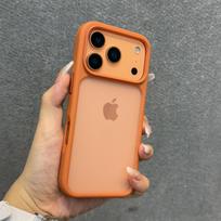 Luxury Orange Matte Transparent Phone Case For iPhone 17 Pro Max 17Pro 17 Metal Buttons Skin Feel Shockproof Protective Cover For iPhone 17 Pro oranžinė