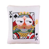 Poker Cards Throw Pillow, King Queen Jack of Spades Plush Pillow, Funny Decorative Cushion with 3D Embroidery for Sofa Couch Living Room Bedroom K black