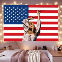 Red White US Flag Taylor Swift Stretch Arms Tapestry Pop Country Singer Fan Bedroom Dorm Concert Party Wall Cloth 100X70CM