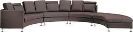 Beliani Pusapvalė 7 vietų sofa ROTUNDE Natūrali oda Ruda