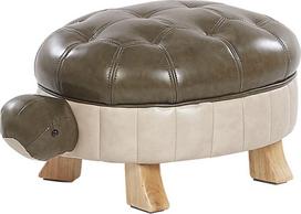 Beliani Gyvūno formos pufas TURTLE iš dirbtinės odos, tamsiai žalias vėžlys