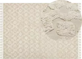 Beliani Kilimas AKSARAY smėlio spalvos 160 x 230 cm medvilninis