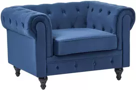 Fotelis Beliani Fotelė CHESTERFIELD veliūrinė tamsiai mėlyna