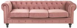 Beliani 3 vietų sofa CHESTERFIELD veliūrinė rožinė