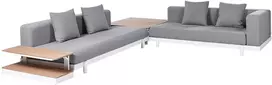Lauko baldų komplektas Beliani Sodo kampinė sofa su stalu 5 asmenims MISSANELLO pilka