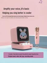 Divoom Ditoo-Mic Retro Pixel Art Bluetooth Speaker with Karaoke Microphone CN plug (adapter included) (CN version) vyšnių žiedų rožinė spalva