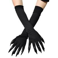 Stretchy Halloween Gloves Long Finger Nail Sleeves Cosplay Elbow Length Gloves Stretchy Claw Sleeves Party Costume 1 black