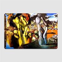 Metamorphosis Of Narcissus Salvador Dali Metal Plaque Poster Club Party Garage Club Decoration Garage Decoration Tin Sign Poster 20x30cm black