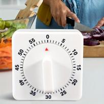 1Pc mechanical kitchen timer with ticking sound and visual alarm - 60-minute timer gray
