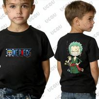 2026 New One Piece Anime Luffy Zoro Cartoon Graphic Cotton T-shirt For Children Summer Sports O-neck Tees Casual Kids/Adult Tops 110 white