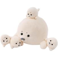 White 16inch Plush Seal Stuffed Animal with 4 Babies Soft Toy Christmas Gift for Kids Boys Girls United States beige