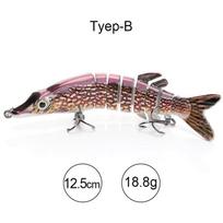 12,5 cm 20 g 9 segmentų vobleris lydekoms, crankbait žvejybos masalas, daug jungčių, kietas masalas, musky, skęstantis, dirbtinė masalo kokybė gray