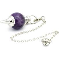 4cm Amethyst Dowsing Pendulum High Vibrational Waterdrop Divinatory Crystal Pendulum with 17cm Chain blue
