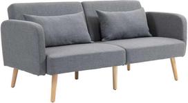 HOMCOM Sofa-lova, 2 vietų sulankstoma lova su lovos funkcija, 2 pagalvėlės, 3 vietų minkšta sofa su reguliuojamu atlošu, lininės išvaizdos, skirta svetainei, miegamajam, 170 x 83 x 80 cm, pilka