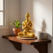 Miniature Buddha Statue Finish Southeast Asian God Detailed Craftsmanship Golden Deity brown