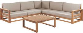 Lauko baldų komplektas Beliani Sodo kampinė sofa su staliuku 5 žmonėms TIMOR Šviesiai ruda Sertifikuota akacijos mediena Modulinė