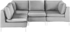 Beliani 4 vietų modulinė sofa EVJA dešininė pilka veliūrinė