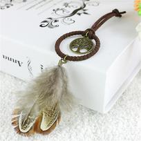 Boho raktų pakabuko žiedas metalinis plunksnų kutai Dream Catcher raktų pakabukas gray