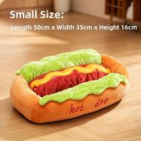 Non-Slip Bottom Sausage Bun Pet Bed Soft Plush Pet Sofa Creative Hot Dog Dog Bed  For Cats Small brown