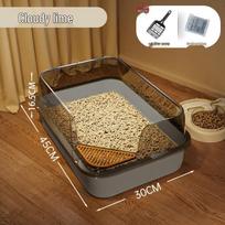 Large Ventilated Stainless Steel Sloped Cat Litter Box - Anti-Splash, Semi-Closed Design Sloped Entry Cat Litter Box brown