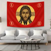 1 vnt. Jėzus Imperatorius Kristus Veidas Religija Sieninė drobė Tinka Velykoms, Garažui, Laukiui, Miegamajam, Bendrabučiui Estetiškas Sienos Kabinamas Dekoras 74x94cm(29x37in) brown
