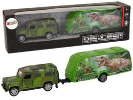 Lean Toys Žaislinis džipas su dinozaurų priekaba