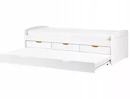 Beliani Ištraukiama lova PETIVILLE 90 x 200 cm, pušies mediena, balta
