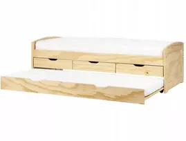 Beliani Išskleidžiama lova iš pušies medienos PETIVILLE 90 x 200 cm šviesiai ruda