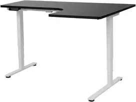 Beliani Reguliuojamo aukščio kampinis stalas DESTINES Juodas/baltas 160 cm 109 cm Dešininis