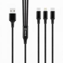 Obal:Me 3in1 USB-A to USB-C / Lightning / Micro USB 1.2m Black