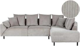 Beliani 4 vietų kampinė sofa LUNNER, veliūras, šviesiai pilka, kairinė