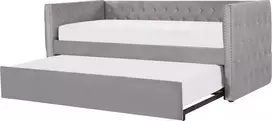 Beliani Išskleidžiama lova veliūrinė GASSIN 90 x 200 cm pilka