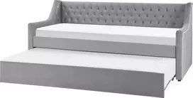 Beliani Ištraukiama lova veliūrinė MONTARGIS 90 x 200 cm šviesiai pilka