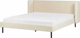 Beliani Dviejų asmenų lova veliūrinė ARETTE 160 x 200 cm šviesiai smėlio spalvos