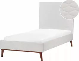 Beliani Viengulė veliūrinė lova BAYONNE 90 x 200 cm, kreminė balta