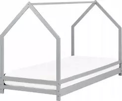 Beliani Vaikiška lovytė namelis, pušies mediena APPY 90 x 200 cm, pilka
