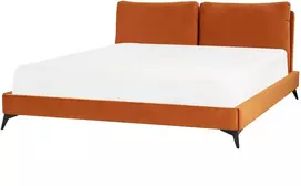 Beliani Veliūrinė lova MELLE 180 x 200 cm oranžinė