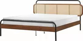 Beliani Rotango lova BOUSSICOURT 160 x 200 cm tamsiai ruda