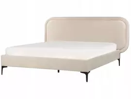 Beliani Veliūrinė lova SUZETTE 140 x 200 cm šviesiai smėlio spalvos